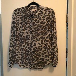 Banana Republic Button Up Leopard Blouse
